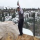 Champagne sabering to toast and celebrate the transition from day to night, Utah, U.S.A.